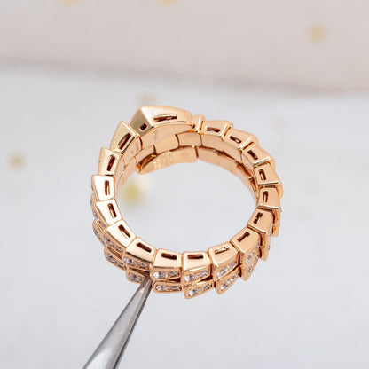 [AuraEcho Jewelry]SERPENTI RING PINK GOLD DIAMOND DOUBLE ROW
