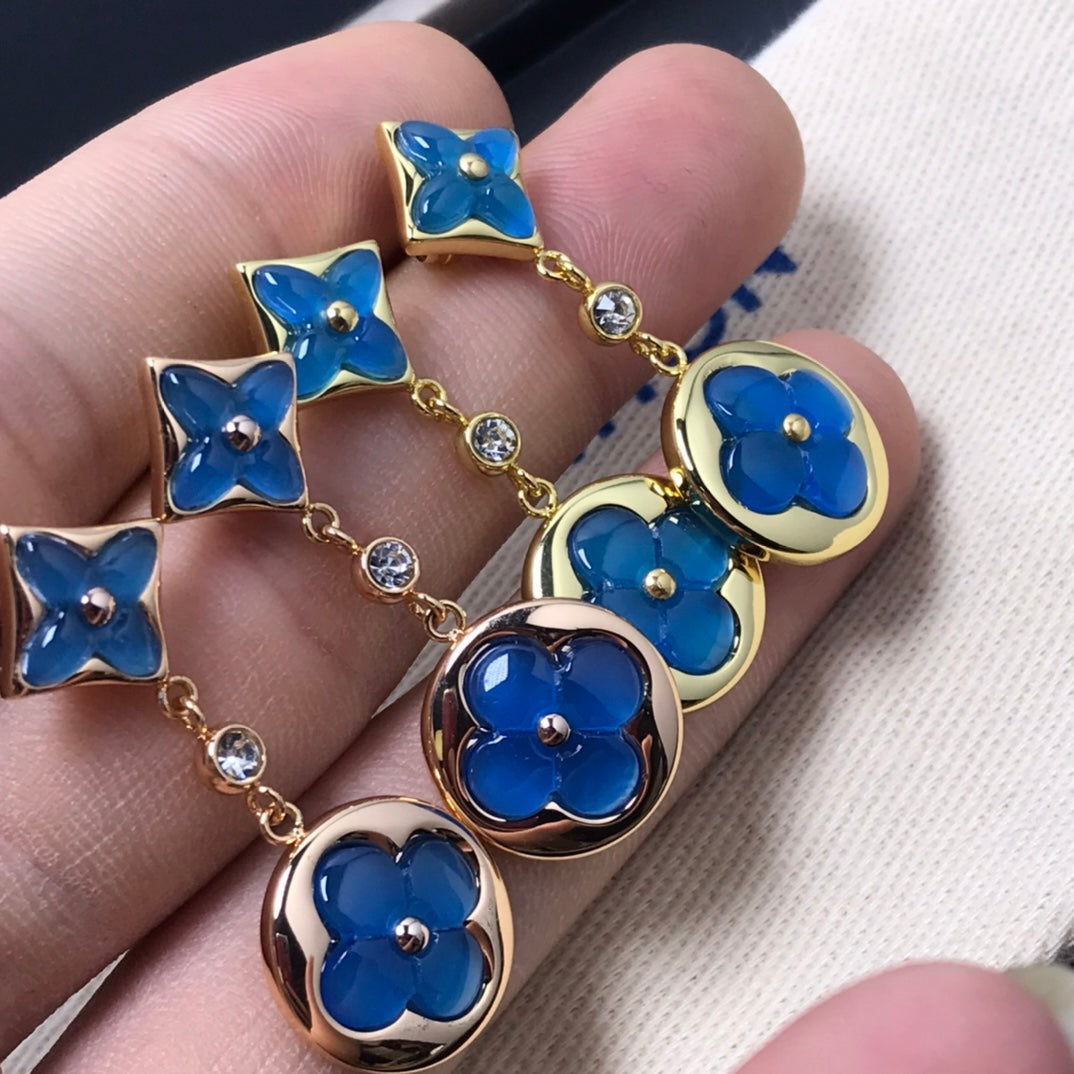 [AuraEcho Jewelry]STAR AND SUN AGATE DIAMOND EARRINGS