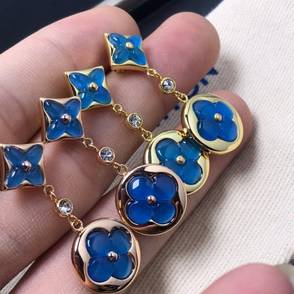 [AuraEcho Jewelry]STAR AND SUN AGATE DIAMOND EARRINGS