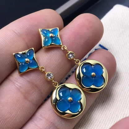 [AuraEcho Jewelry]STAR AND SUN AGATE DIAMOND EARRINGS