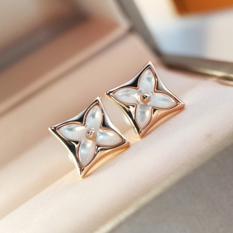 [AuraEcho Jewelry]STAR MOP PINK GOLD EARRINGS