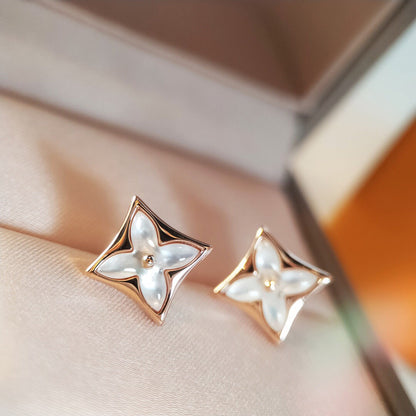 [AuraEcho Jewelry]STAR MOP PINK GOLD EARRINGS