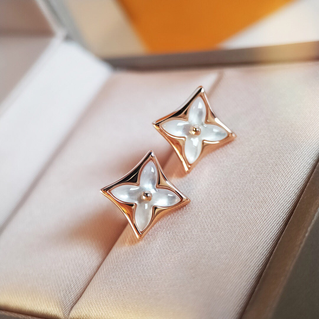 [AuraEcho Jewelry]STAR MOP PINK GOLD EARRINGS