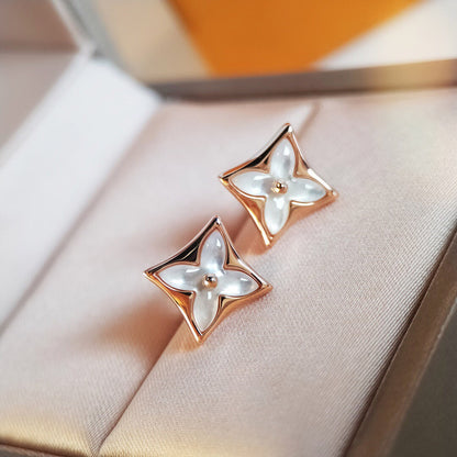 [AuraEcho Jewelry]STAR MOP PINK GOLD EARRINGS