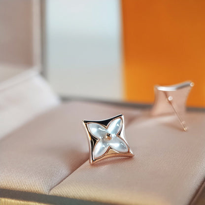 [AuraEcho Jewelry]STAR MOP PINK GOLD EARRINGS