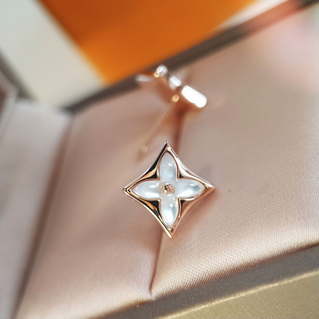 [AuraEcho Jewelry]STAR MOP PINK GOLD EARRINGS