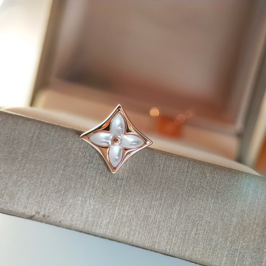 [AuraEcho Jewelry]STAR MOP PINK GOLD EARRINGS