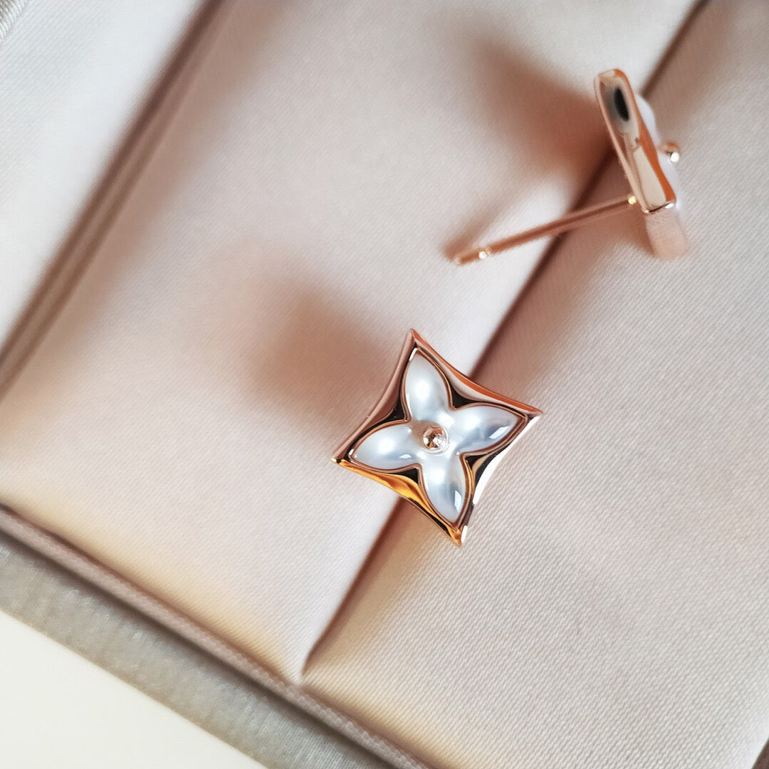 [AuraEcho Jewelry]STAR MOP PINK GOLD EARRINGS