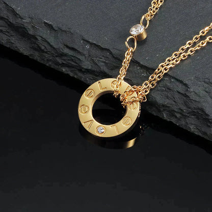 [AuraEcho Jewelry]LOVE NECKLACE 16MM 2 DIAMONDS