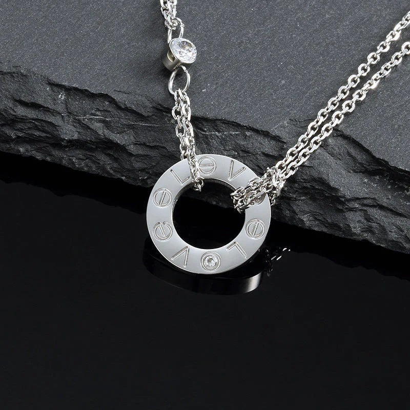 [AuraEcho Jewelry]LOVE NECKLACE 16MM 2 DIAMONDS