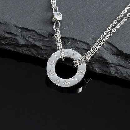 [AuraEcho Jewelry]LOVE NECKLACE 16MM 2 DIAMONDS