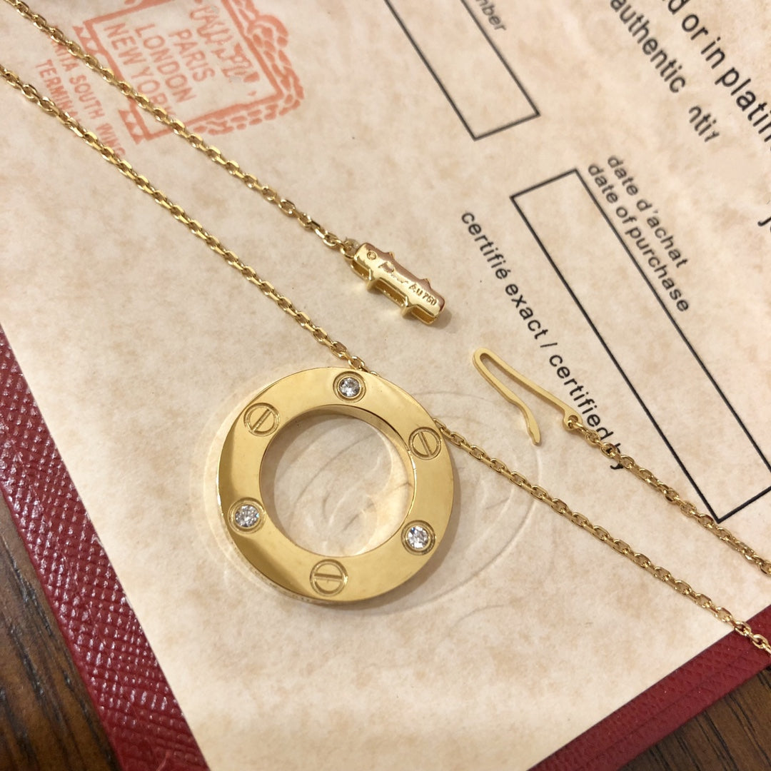 [AuraEcho Jewelry]LOVE NECKLACE 16MM 3 DIAMONDS