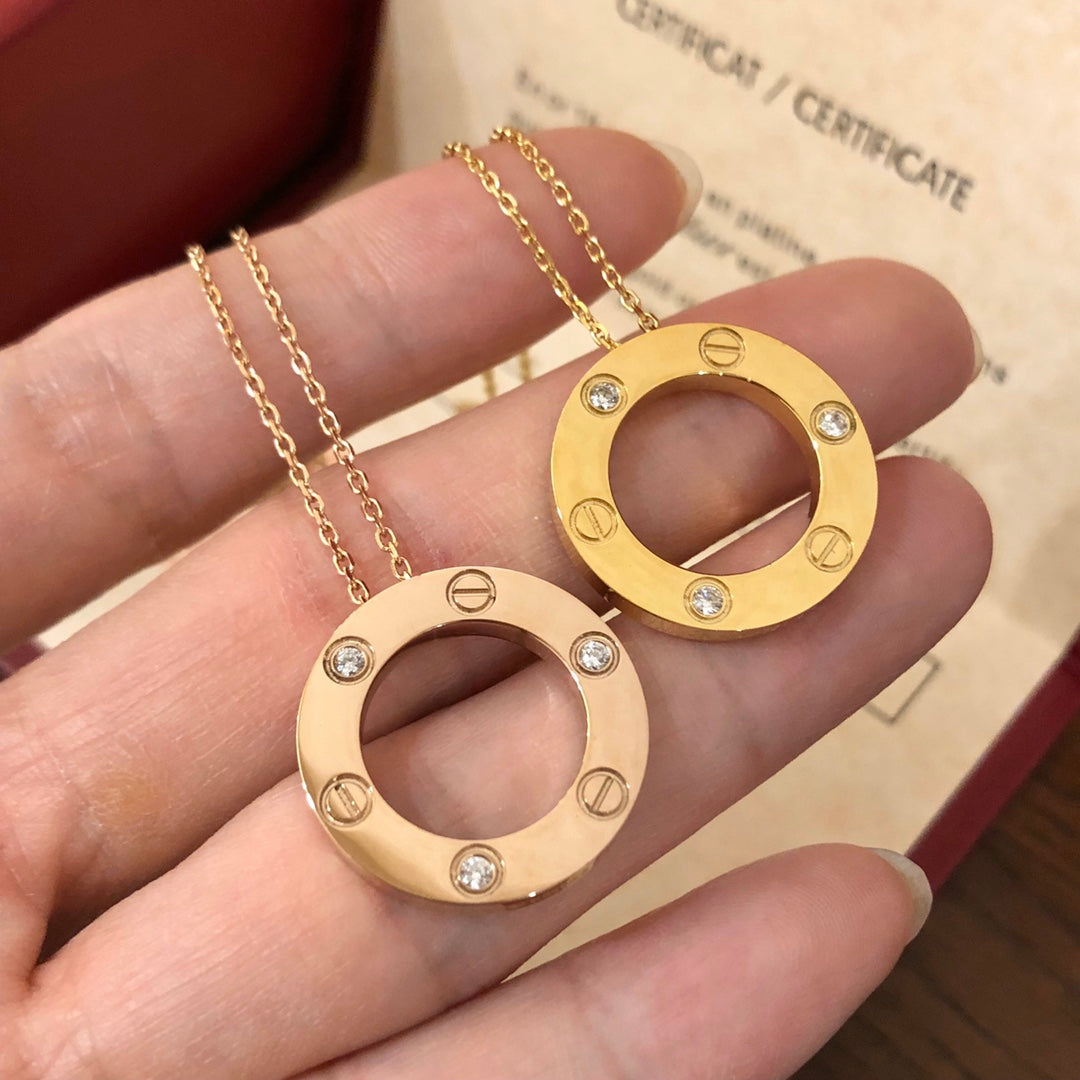 [AuraEcho Jewelry]LOVE NECKLACE 16MM 3 DIAMONDS