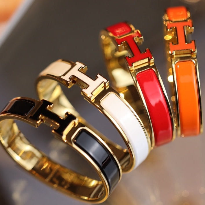 [AuraEcho Jewelry]H BRACELET 12MM GOLD