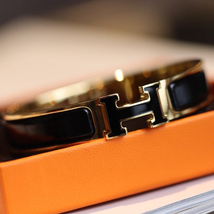 [AuraEcho Jewelry]H BRACELET 12MM GOLD