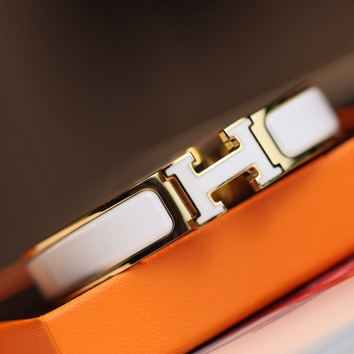 [AuraEcho Jewelry]H BRACELET 12MM GOLD