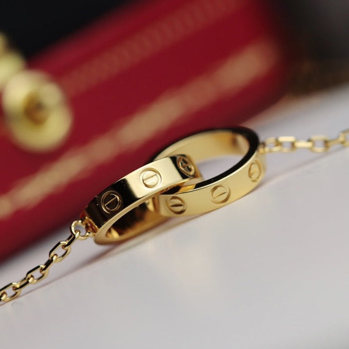 [AuraEcho Jewelry]LOVE NECKLACE DOUBLE RING GOLD