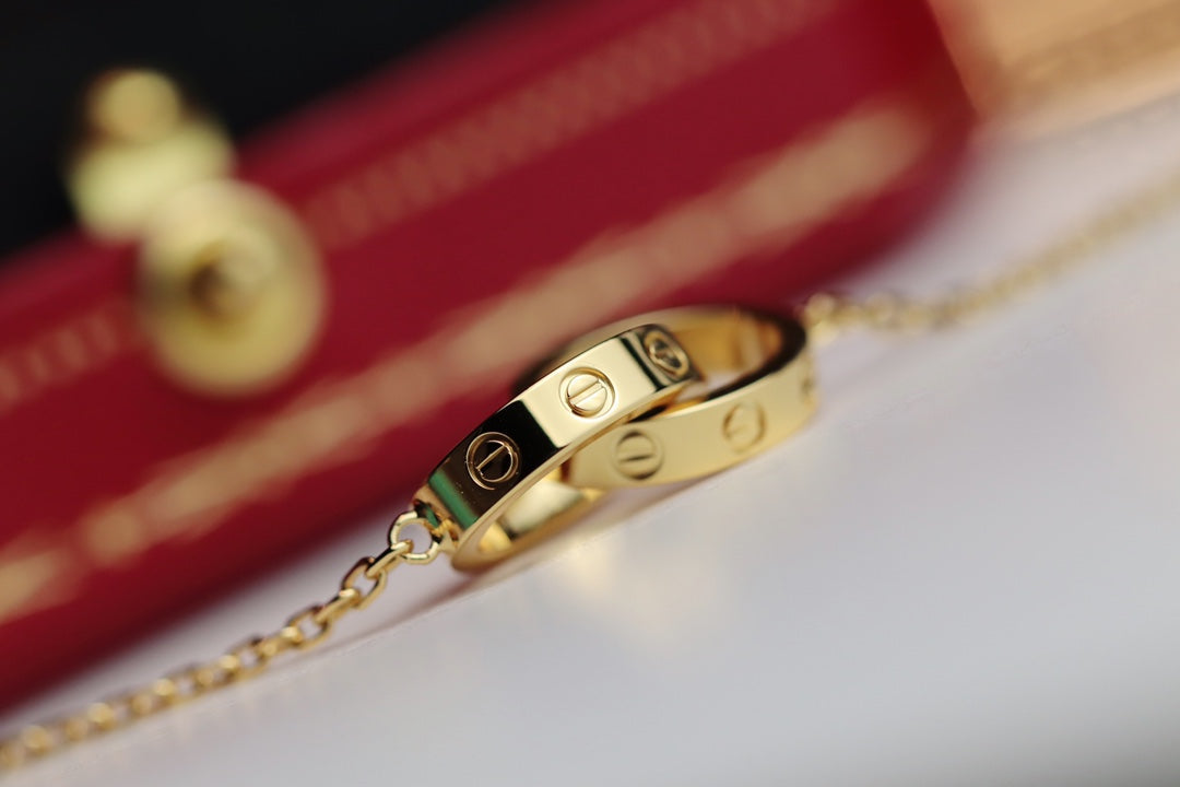 [AuraEcho Jewelry]LOVE NECKLACE DOUBLE RING GOLD