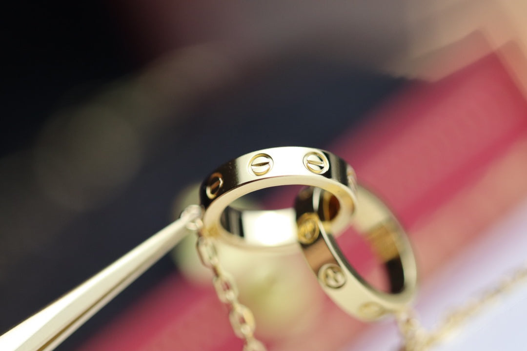 [AuraEcho Jewelry]LOVE NECKLACE DOUBLE RING GOLD