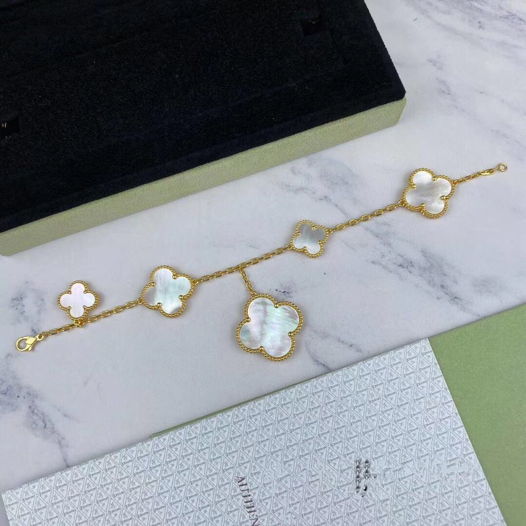[AuraEcho Jewelry]MAGIC CLOVER MOP GOLD BRACELET 5 MOTIFS