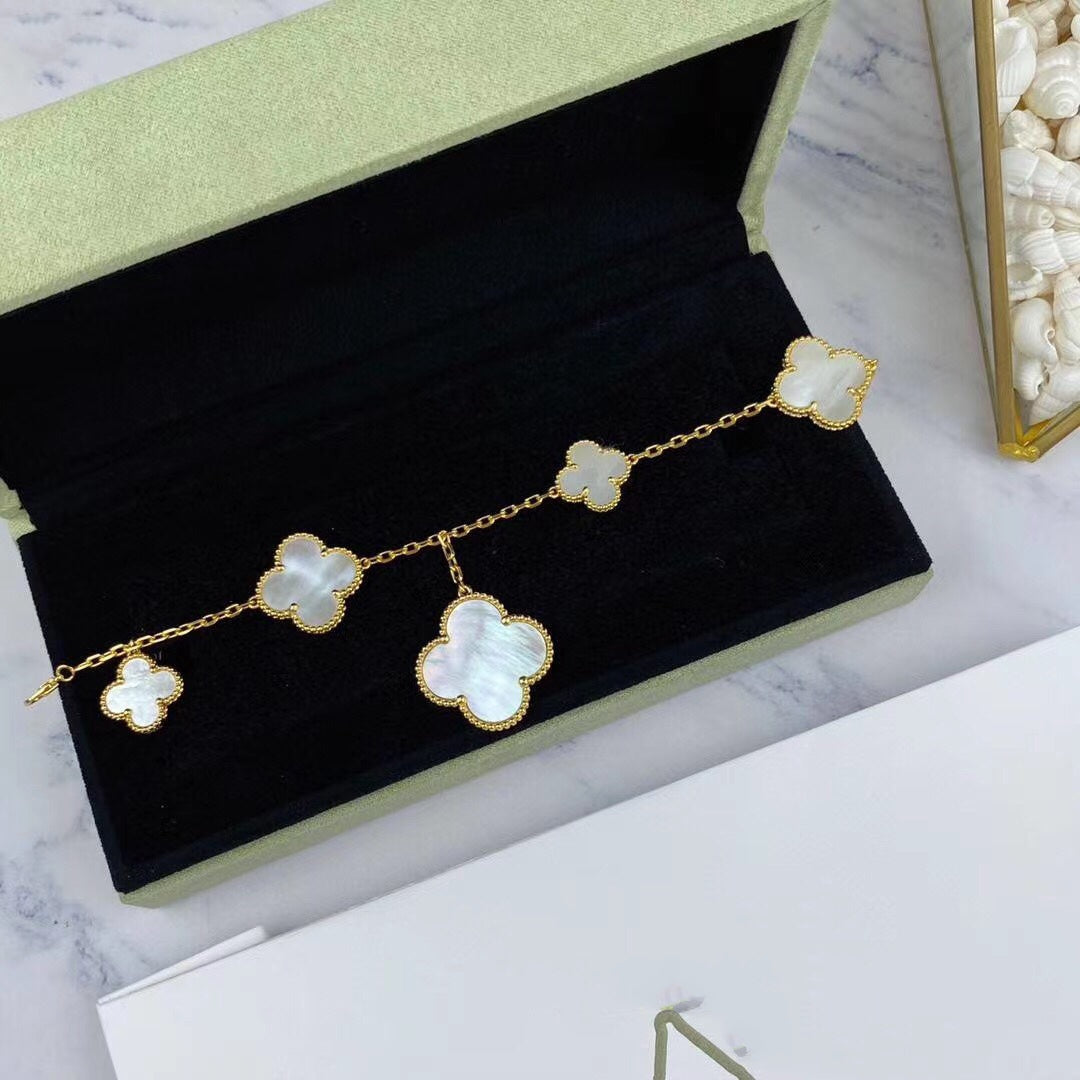 [AuraEcho Jewelry]MAGIC CLOVER MOP GOLD BRACELET 5 MOTIFS
