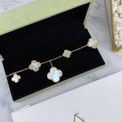 [AuraEcho Jewelry]MAGIC CLOVER MOP GOLD BRACELET 5 MOTIFS