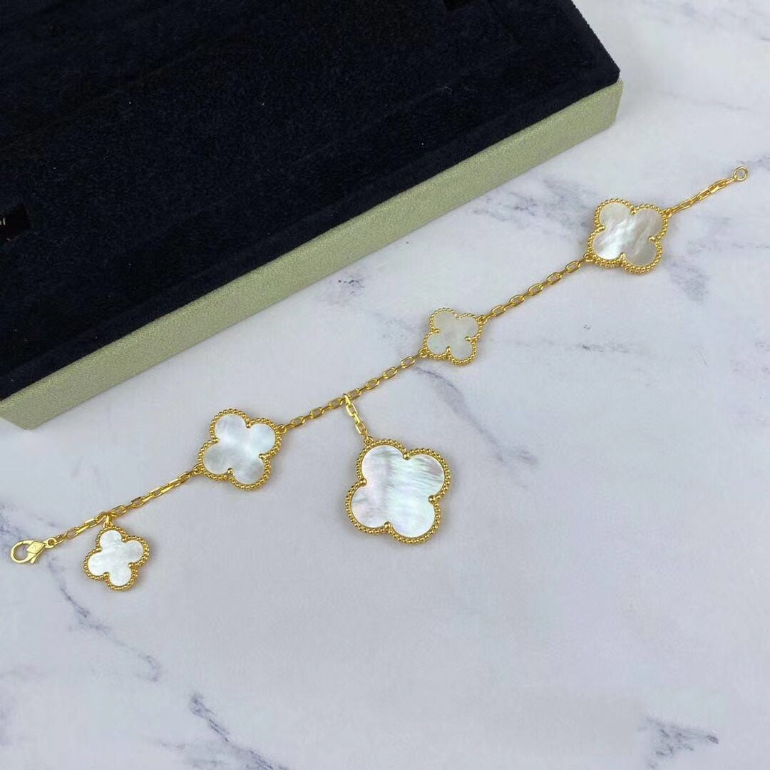 [AuraEcho Jewelry]MAGIC CLOVER MOP GOLD BRACELET 5 MOTIFS