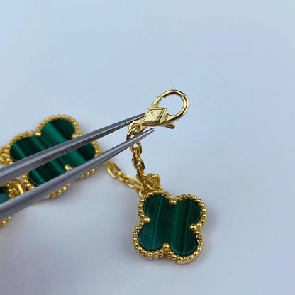 [AuraEcho Jewelry]MAGIC CLOVER MALACHITE GOLD BRACELET 5 MOTIFS