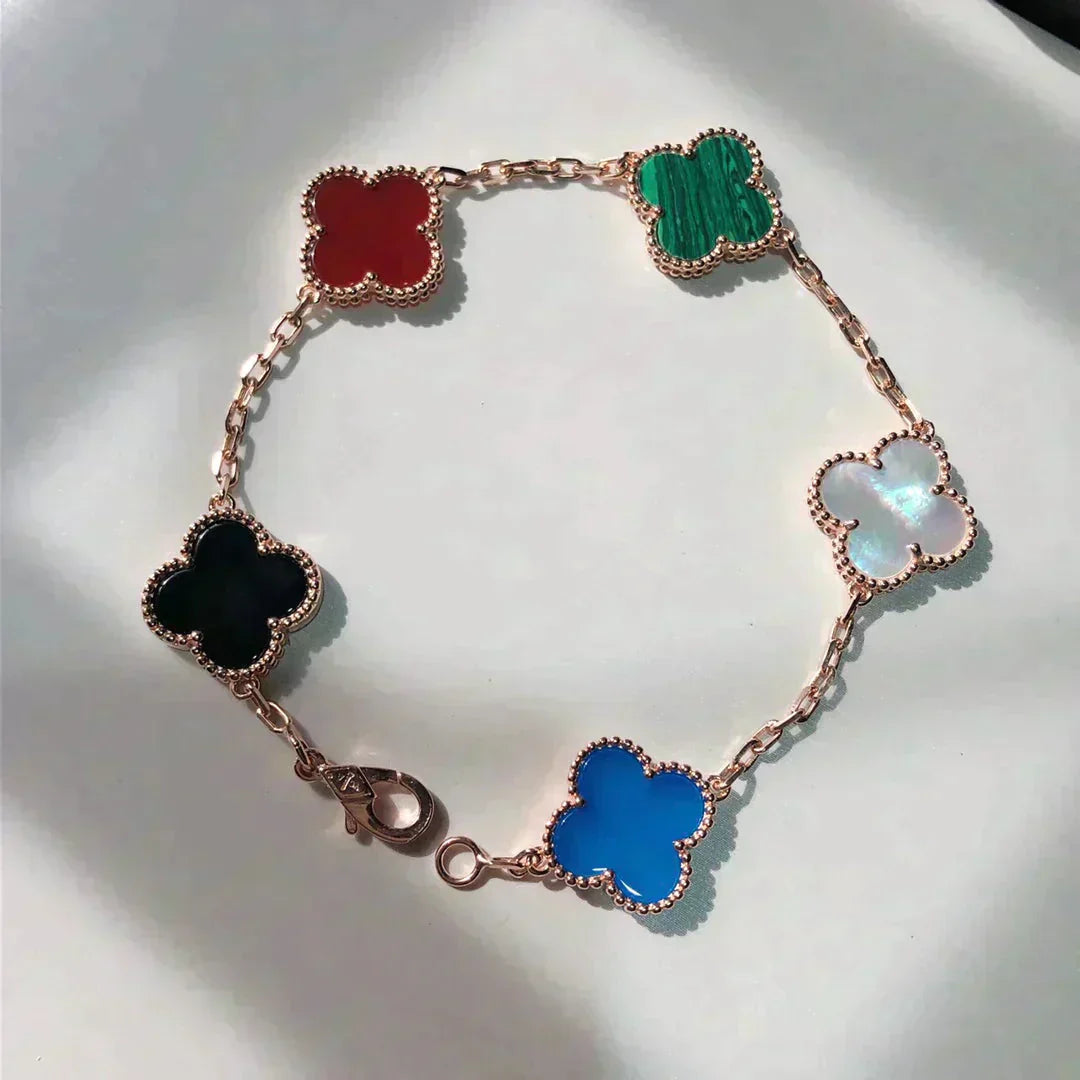 [AuraEcho Jewelry]CLOVER 5 MOTIFS MULTICOLOR  BRACELET