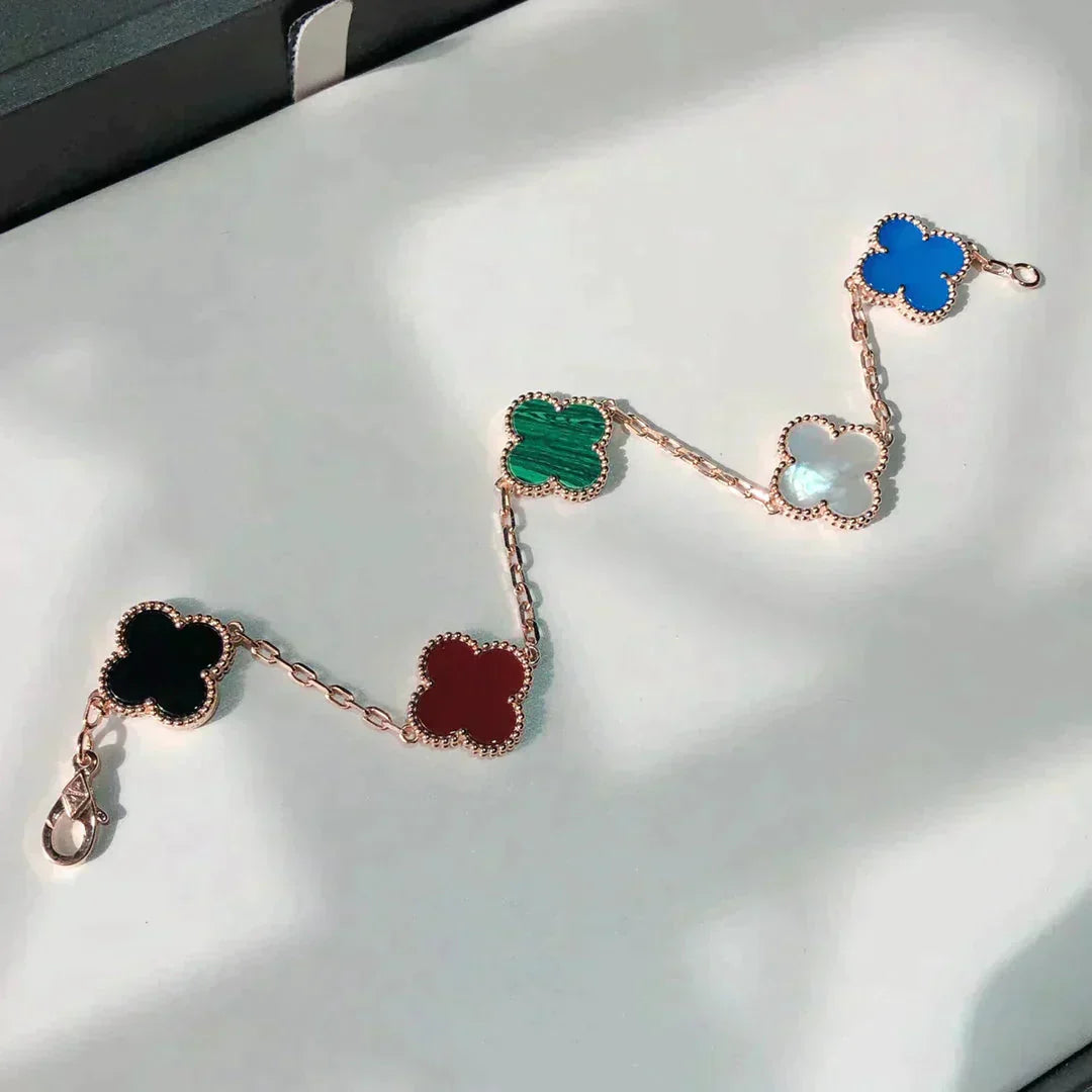 [AuraEcho Jewelry]CLOVER 5 MOTIFS MULTICOLOR  BRACELET