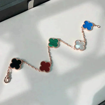 [AuraEcho Jewelry]CLOVER 5 MOTIFS MULTICOLOR  BRACELET