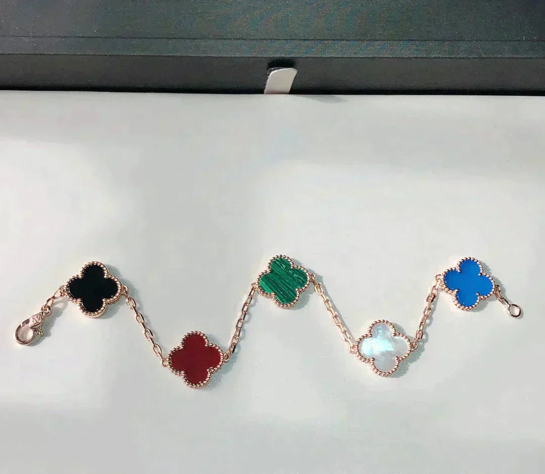 [AuraEcho Jewelry]CLOVER 5 MOTIFS MULTICOLOR  BRACELET