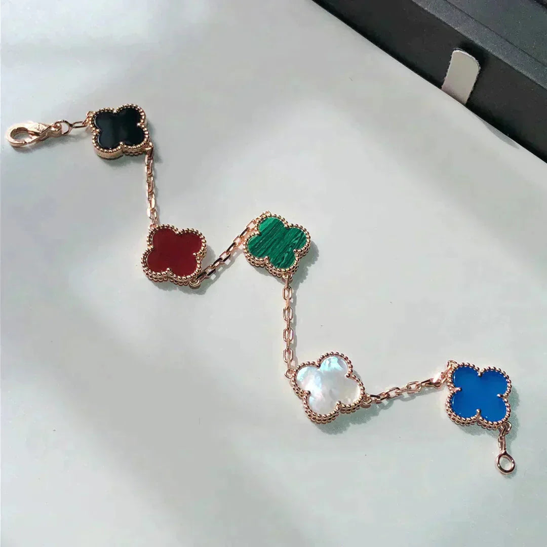 [AuraEcho Jewelry]CLOVER 5 MOTIFS MULTICOLOR  BRACELET