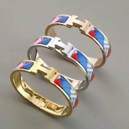 [AuraEcho Jewelry]H BRACELET DOTTED BORDER 12MM