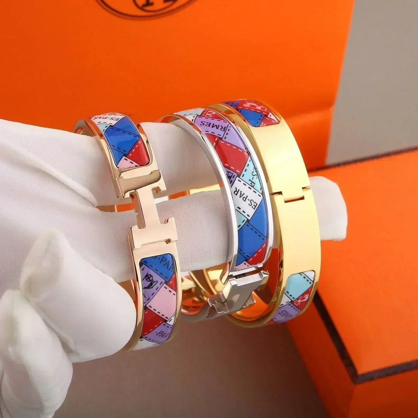 [AuraEcho Jewelry]H BRACELET DOTTED BORDER 12MM