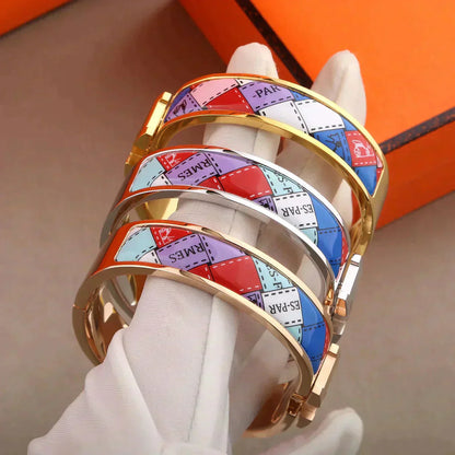 [AuraEcho Jewelry]H BRACELET DOTTED BORDER 12MM