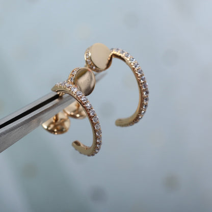 [AuraEcho Jewelry]JUSTE EARRINGS 12.75MM PINK GOLD DIAMOND