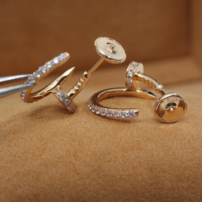 [AuraEcho Jewelry]JUSTE EARRINGS 12.75MM PINK GOLD DIAMOND