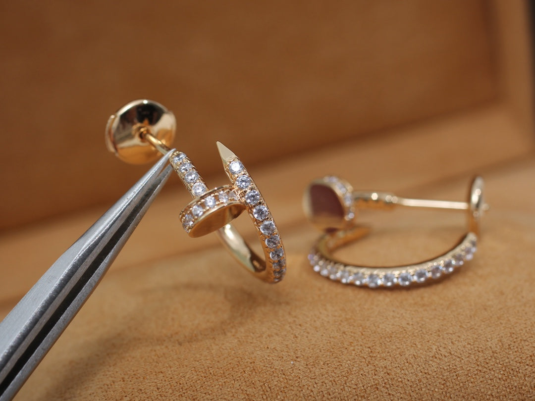 [AuraEcho Jewelry]JUSTE EARRINGS 12.75MM PINK GOLD DIAMOND