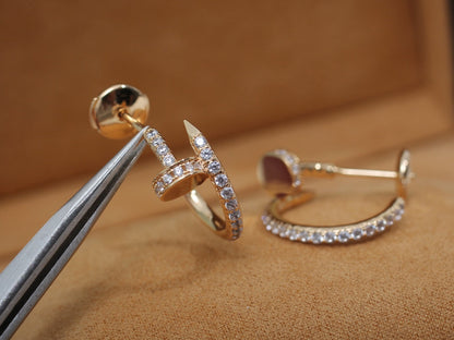 [AuraEcho Jewelry]JUSTE EARRINGS 12.75MM PINK GOLD DIAMOND