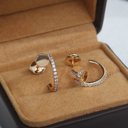 [AuraEcho Jewelry]JUSTE EARRINGS 12.75MM PINK GOLD DIAMOND