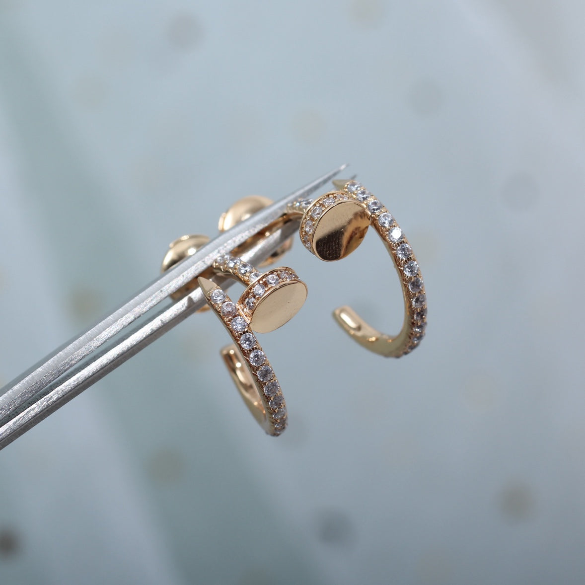 [AuraEcho Jewelry]JUSTE EARRINGS 12.75MM PINK GOLD DIAMOND