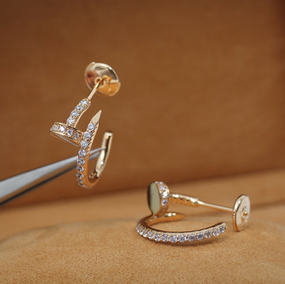 [AuraEcho Jewelry]JUSTE EARRINGS 12.75MM PINK GOLD DIAMOND
