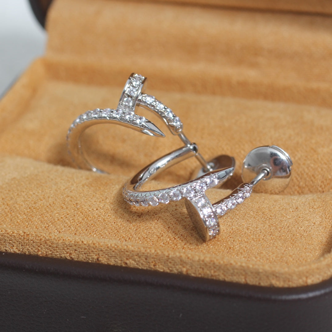 [AuraEcho Jewelry]JUSTE EARRINGS 12.75MM SILVER DIAMOND