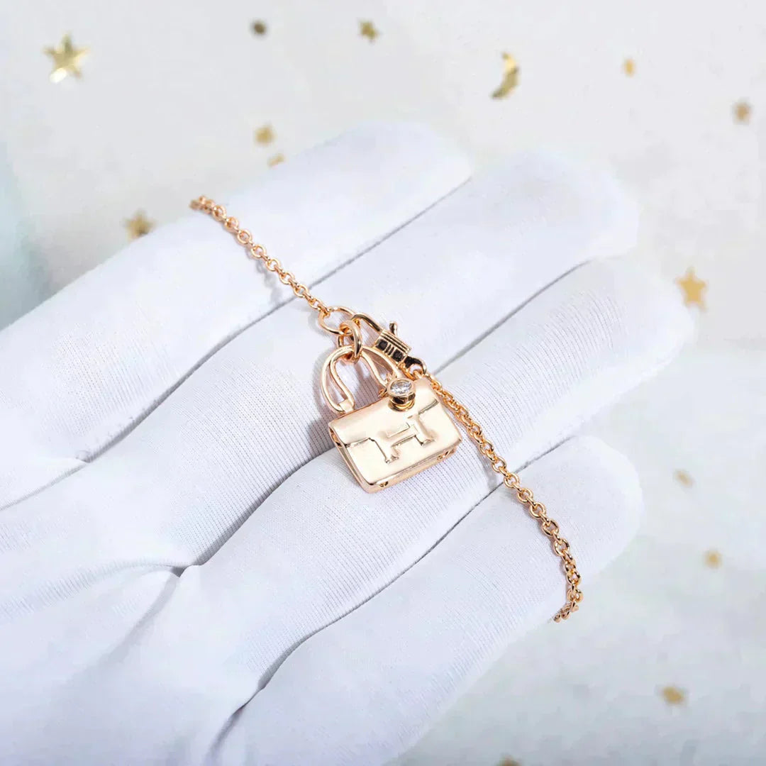 [AuraEcho Jewelry]AMULETTE PEDANT ROSE GOLD NECKLACE