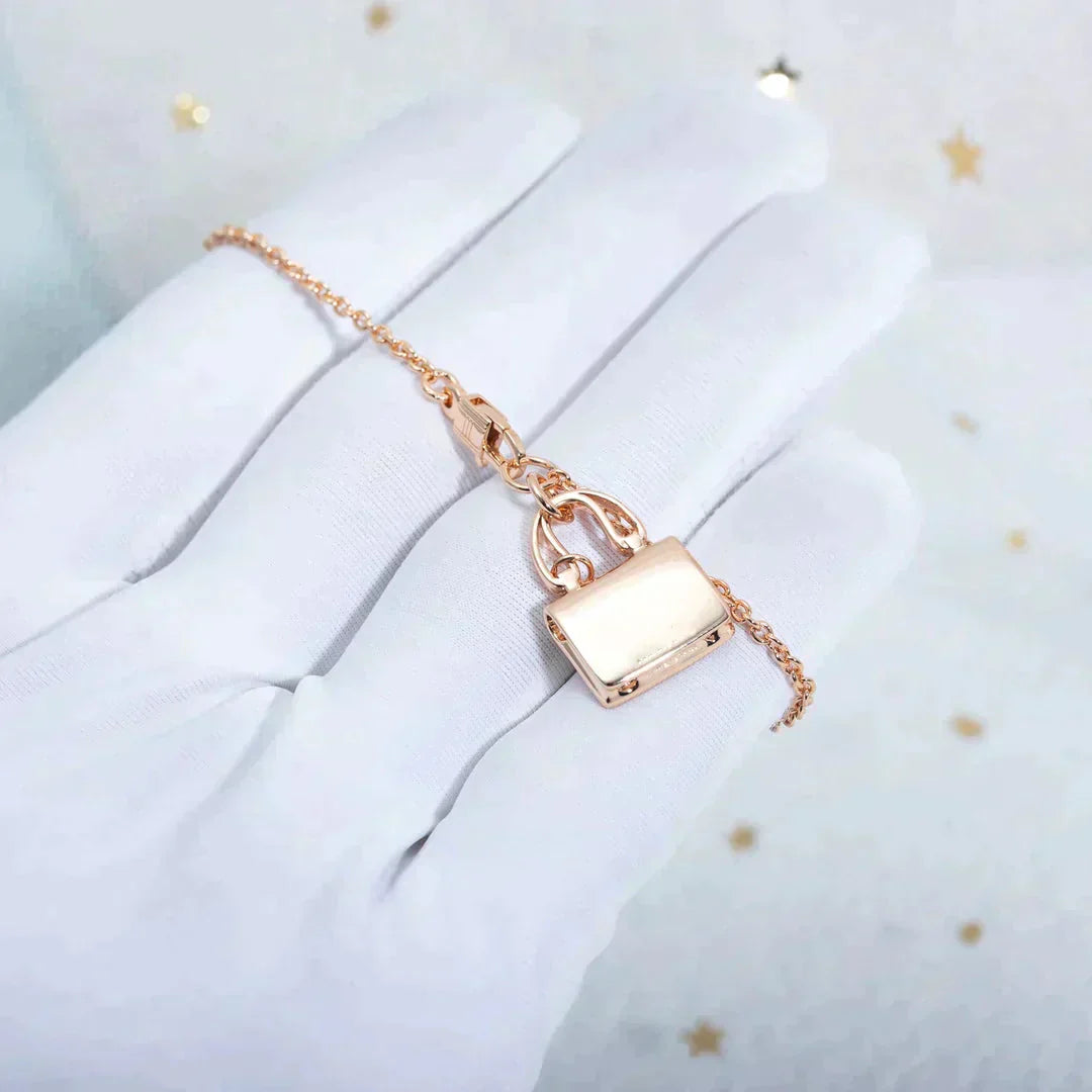 [AuraEcho Jewelry]AMULETTE PEDANT ROSE GOLD NECKLACE