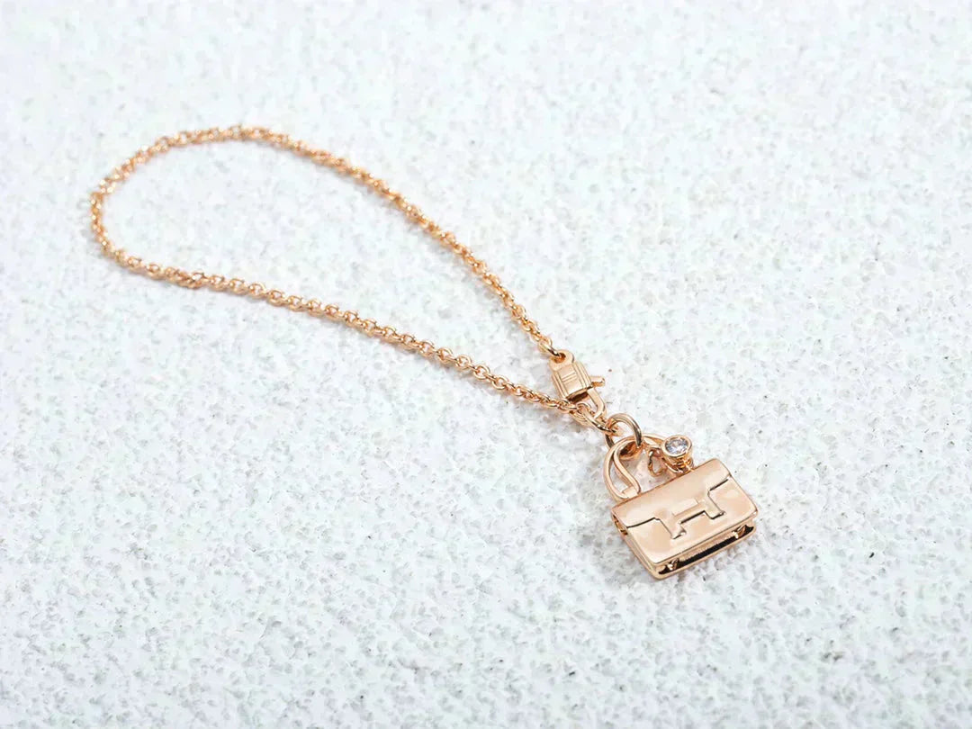 [AuraEcho Jewelry]AMULETTE PEDANT ROSE GOLD NECKLACE