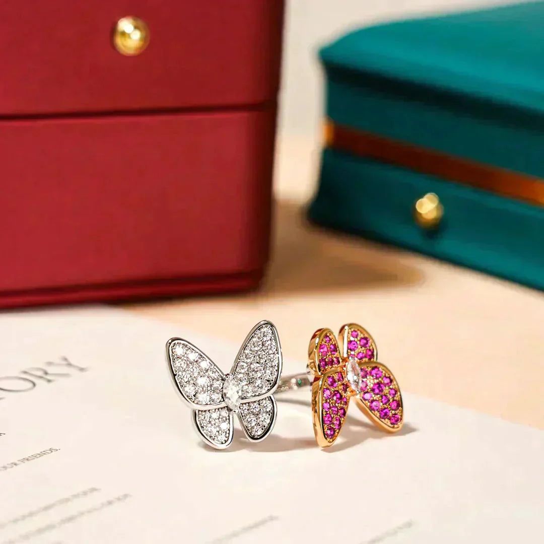 [AuraEcho Jewelry]TWIN BUTTERFLY DIAMOND RING