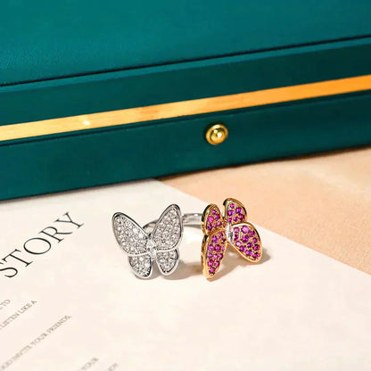 [AuraEcho Jewelry]TWIN BUTTERFLY DIAMOND RING