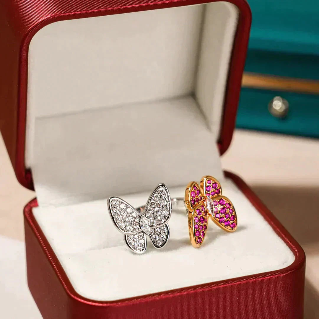 [AuraEcho Jewelry]TWIN BUTTERFLY DIAMOND RING
